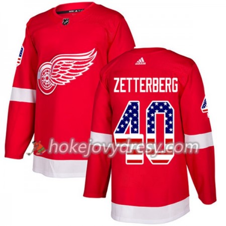 Pánské Hokejový Dres Detroit Red Wings Henrik Zetterberg 40 2017-2018 USA Flag Fashion Černá Adidas Authentic